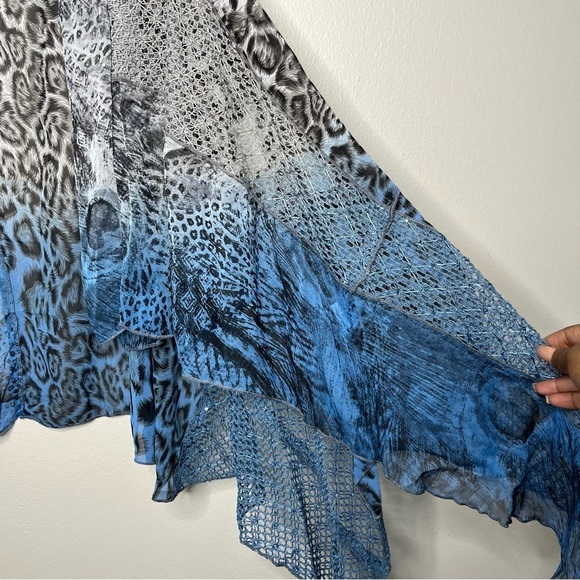 NEW Adore Women Duster Cardigan XL Snake‎ Animal Print Dip Dye Handkerchief Gray - Picture 4 of 9